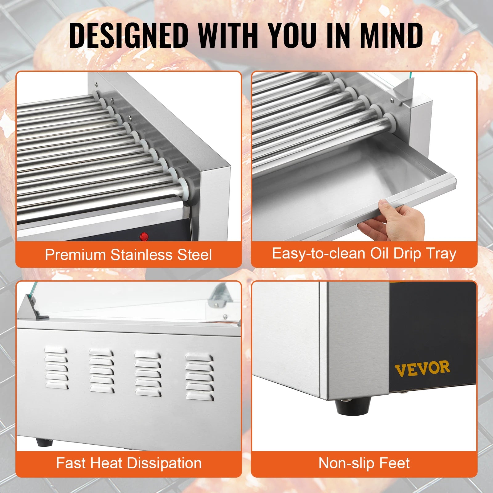 VEVOR 5/7/11 Rods Commercial Hot Dog Roller