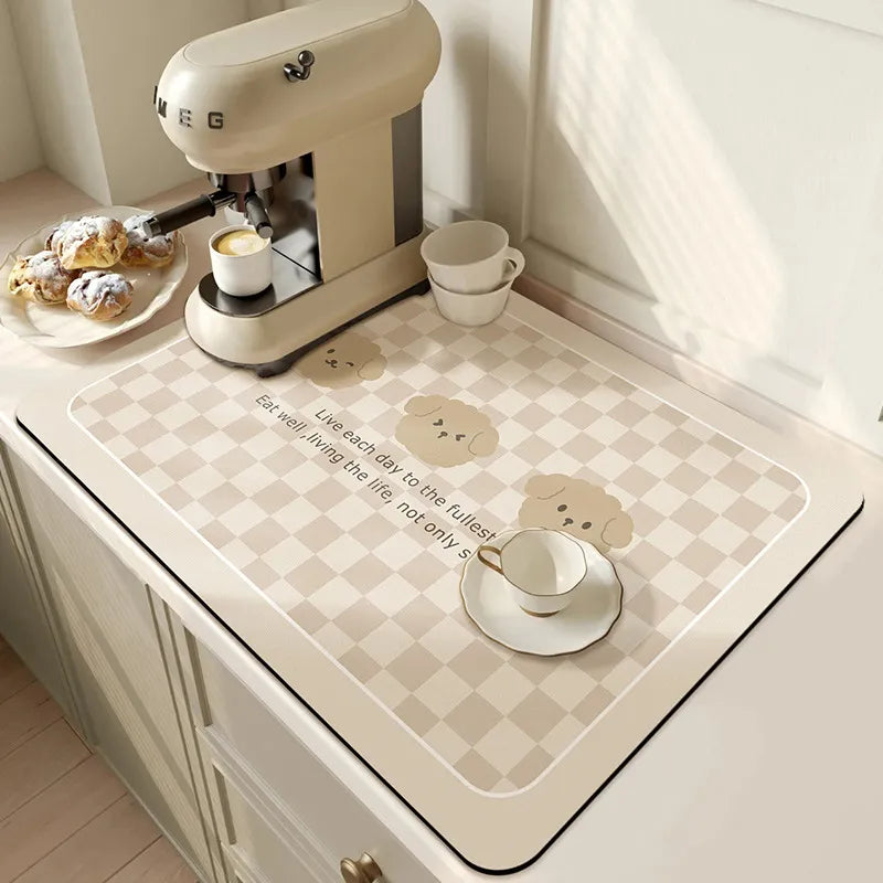 Absorbent,
Coffee mat,
Dish mat,
Countertop protector,
Spill-proof,
Non-slip,
Kitchen accessory,
Quick-drying,
Machine washable,
Stylish design,
Durable,
Easy to clean,
Coffee station,
Drip mat,
Elegant,
Surface protection,
Versatile,
Heat resistant,
Home decor,
Functional,