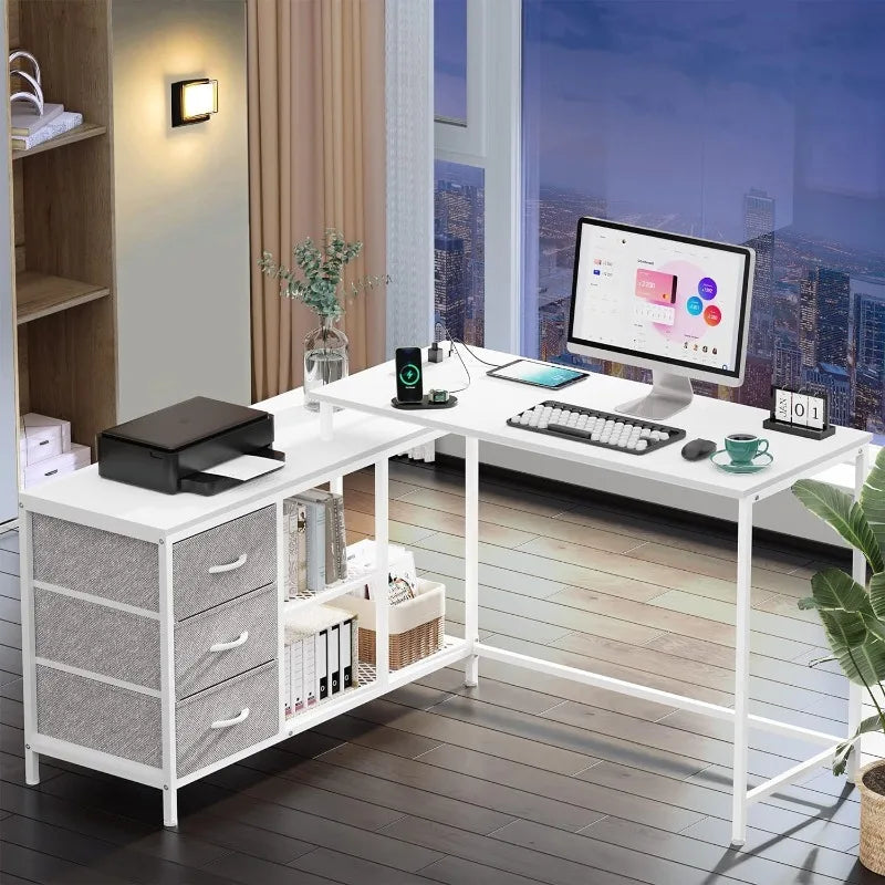 L Shaped Desks with Power Outlets