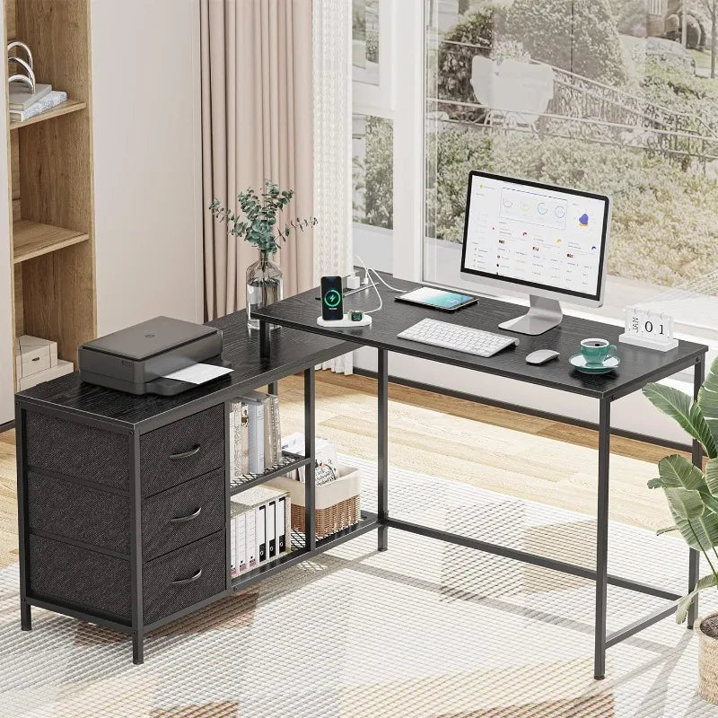 L Shaped Desks with Power Outlets