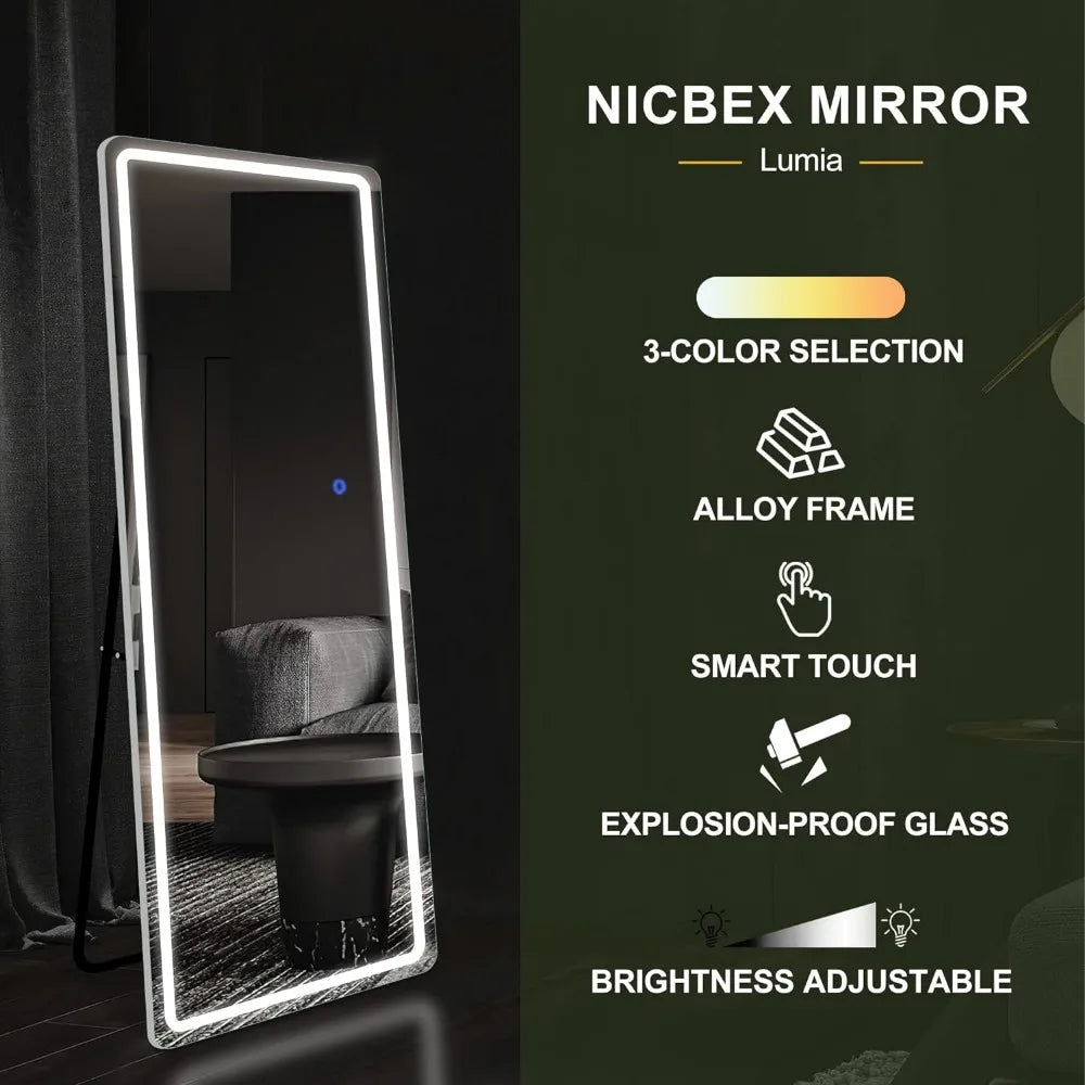 Round Corners Full Body Wall Mounted Mirror