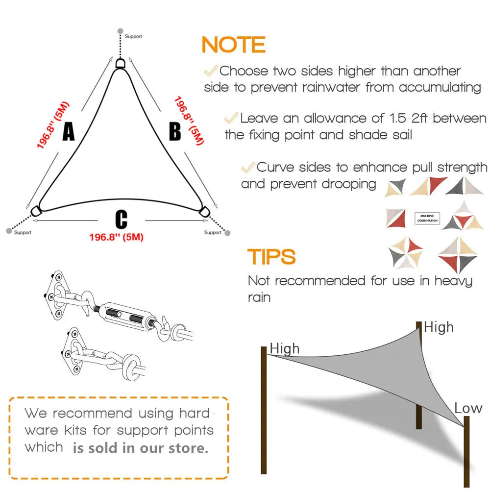 Waterproof Sun Shelter Triangle Sunshade