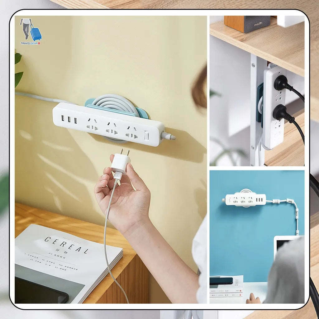 Self-Adhesive Power Strip Holder with Cable Organizer,