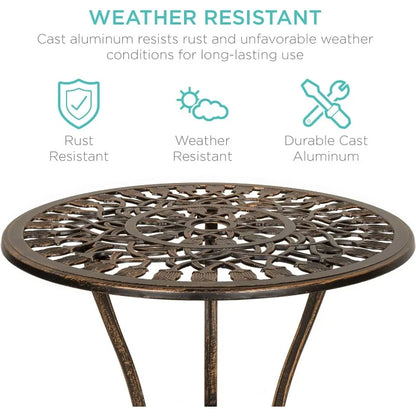 Outdoor Rust-Resistant Cast Bistro Set w/Tulip Design