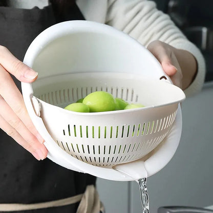 Rotatable Double Drain Fruit Basket