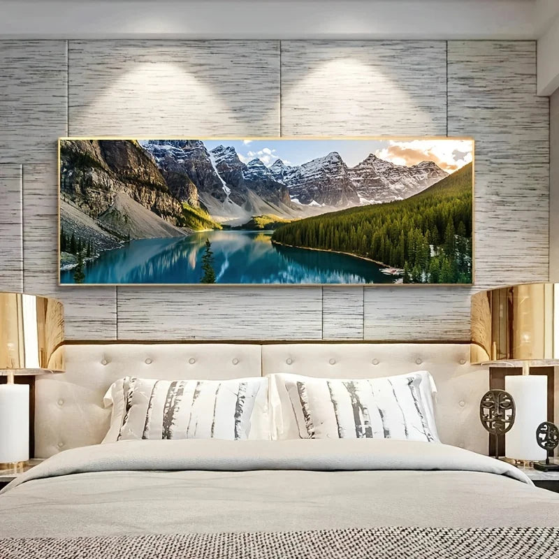 Lake Forest Mountain Scenery Painting Wall Art poster