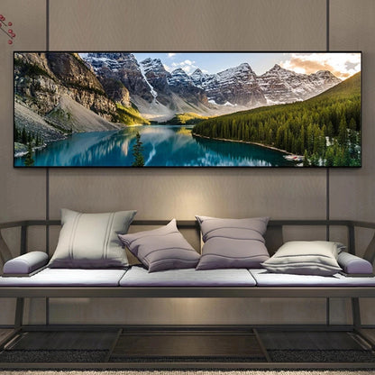 Lake Forest Mountain Scenery Painting Wall Art poster