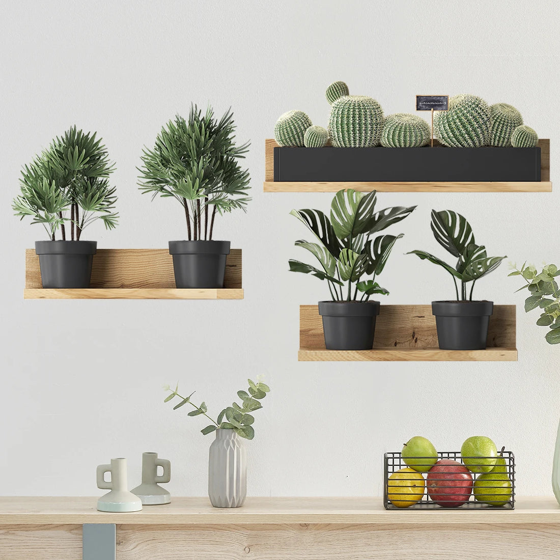 Green Plant Cactus Potted Wall Stickers