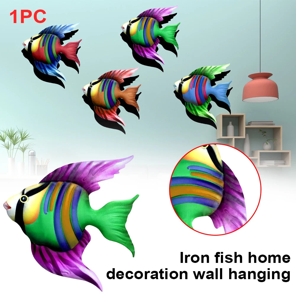 Vivid Lifelike Metal Fish Wall Hanging Railings