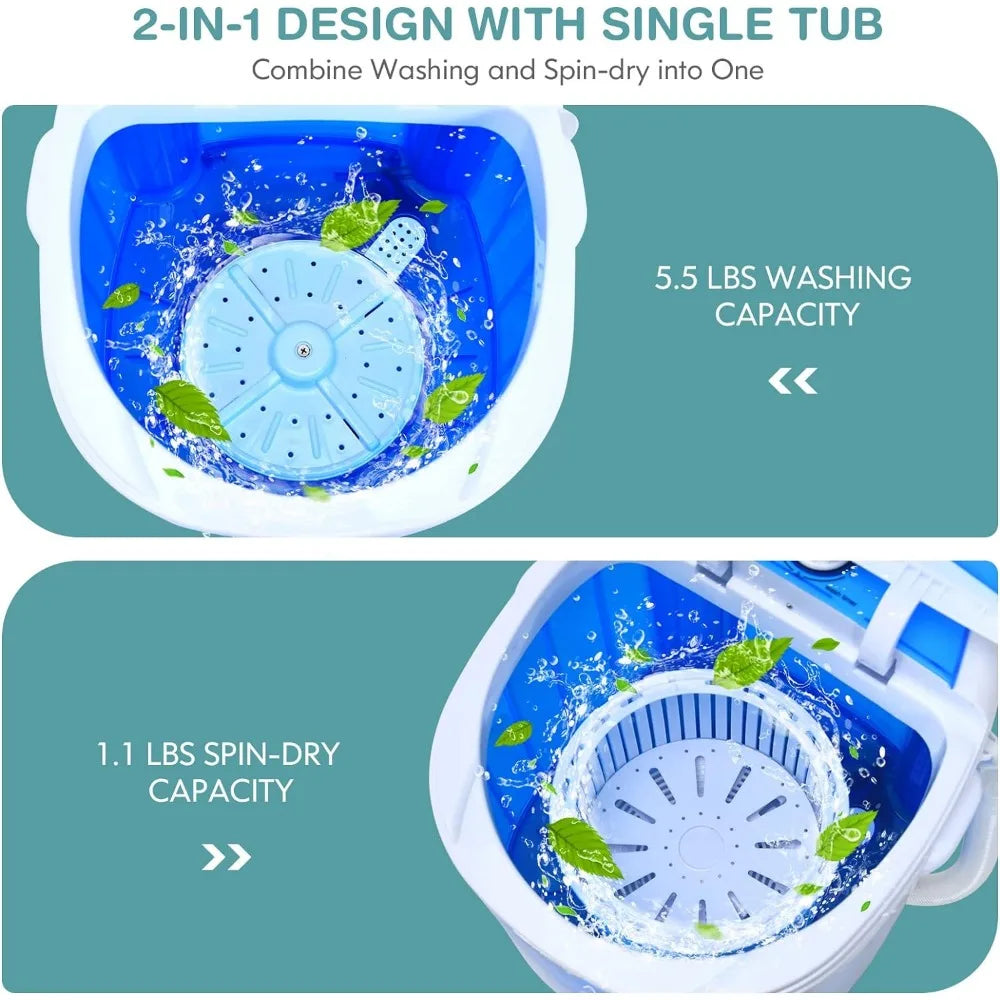 Mini Washer and Spinner Combo, 5.5lbs Capacity