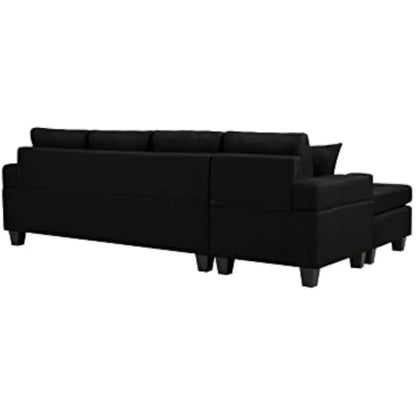 Upholstered Modular L-shaped Sofa with Reversible Chairs