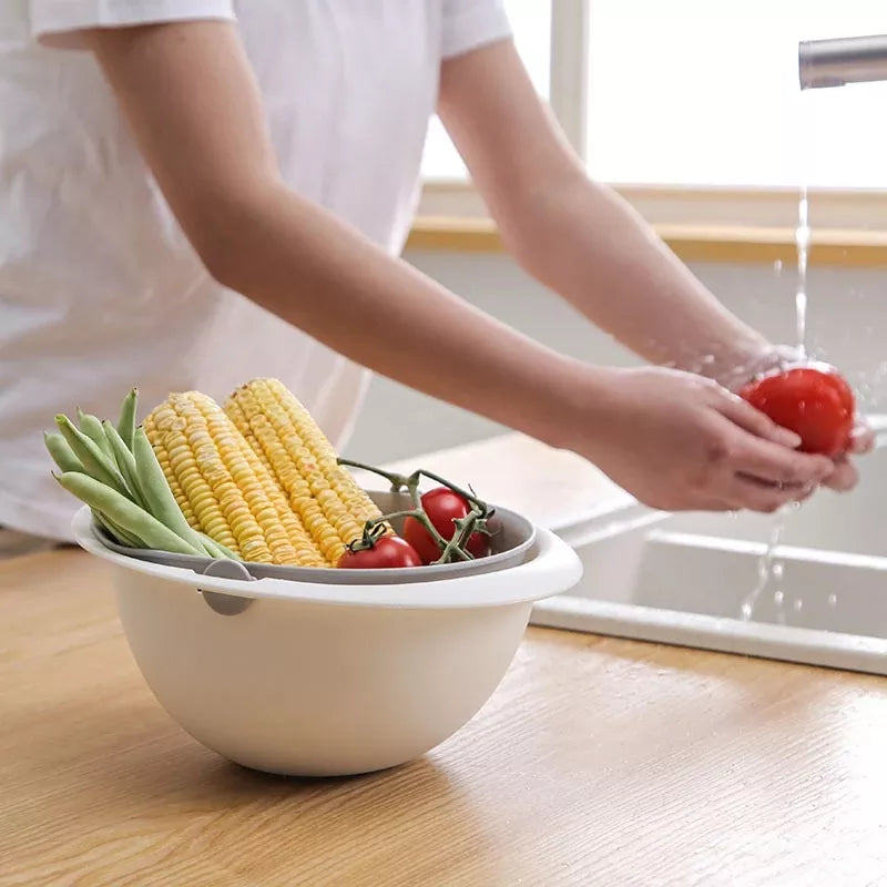 Rotatable Double Drain Fruit Basket