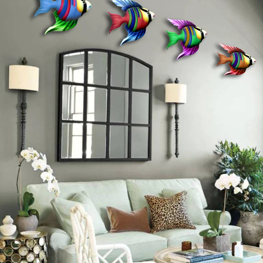 Vivid Lifelike Metal Fish Wall Hanging Railings