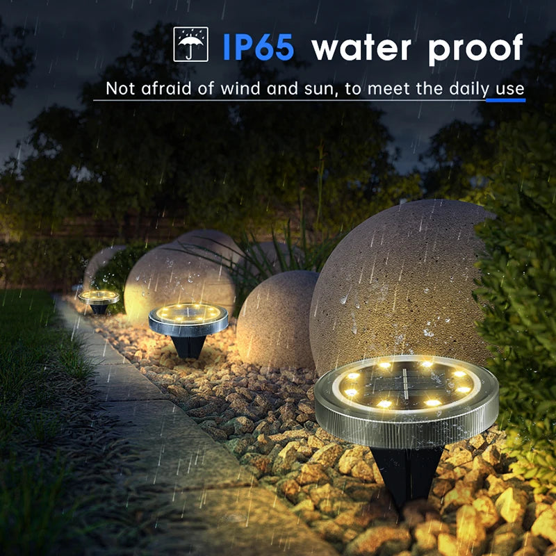 Waterproof Solar Outdoor LED Disk Lights