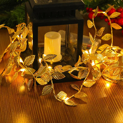 Golden Leaf Strings Lamp