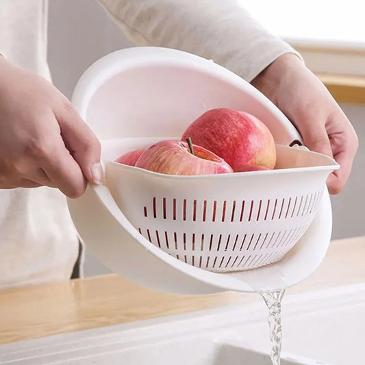 Rotatable Double Drain Fruit Basket
